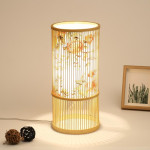 Tea Room Bamboo Woven Table Lamp Study Night Light Adjustable Light Warm Zen Bedside Lamp