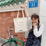 Simple Retro Casual Canvas Bag Korean Style Large Capacity English Shoulder Bag Shopping Bag