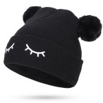 Children Woolen Hat Winking Bear Embroidery