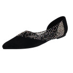 Side-empty Flat Shoes Women's Pointed Baotou Rhinestones