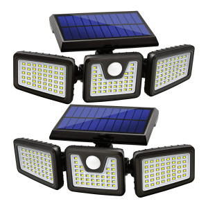 2 Pack Solar Lights Outdoor 128 LED 800LM Cordless LED Solar Motion Sensor Lights IP65 Waterproof Security LED Flood Light