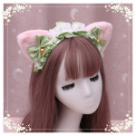 A lovely japanese Lolita hairdress, Catwoman Plush Lolita headdress, lace cat ear hair band