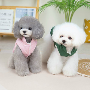 Dog Clothes Stand Collar Traction Cotton Vest