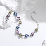 Zircon Colored Glass Ball Color Rose Sky Blue Bracelet