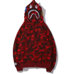 New Shark Head 3D Digital Printing Zipper Casual Hooded Coat