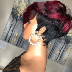 Dark Red Pixie Cut Wig Human Hair Short Bob Wig With Natural