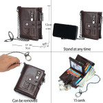 Leather Mobile Phone Holder Wallet Multi-function Anti-theft Chain