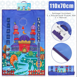 Hot Sale Children Educational Prayer Mat Islamic Muslim Electronic Interactive Prayer Rug Carpet Worship Musallah Speaker Blanke