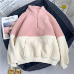 Semi High Collar Plush Warm Coat