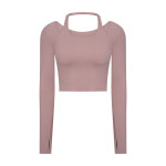 Halter Sports Long Sleeve With Chest Pad Slim-fit Yoga Wear Top