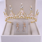 Korean Style Bridal Crown Earring Set