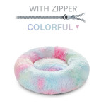 Fluffy Donut Dog Bed Warm Soft Long Plush Pet Cushion Dog House Cat Bed Washable Pet Sofa Mat Calming Samll Large Dog Beds