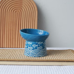 High Feet Neck Protector Japanese Style Small Fish Slanted Ceramic Bowl