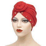 Women's Beaded Plate Flower Base Hat Bandana