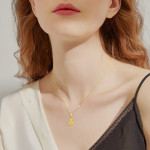 Queen Crown Pendant Necklace in 18k Yellow Gold 