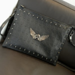 Ghost Head Skull Shoulder File Bag Rivets