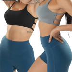 2 Pack Strappy Sports Bras For Women - Criss Cross Back Sexy Wireless Padded Yoga Bra Cute Workout