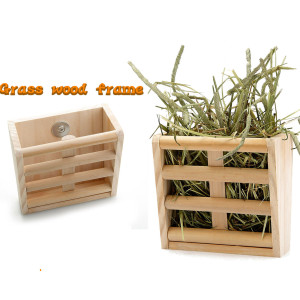 Wooden Grass Rack And Food Box Rabbit Chinchilla