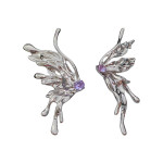 Women's Fashion Silver Pin And Diamond Frilly Butterfly Earrings