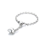 Women's Fashion Sterling Silver Round Bead Stitching Love Tassel Heart Pendant Ring