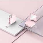 Mini Keychain Comes With Wire Diamond-encrusted Beauty Mirror Mobile Charging Bank