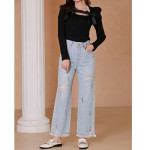 Versatile Chain Frayed Casual Pants