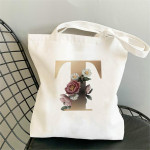 Monogram Flower Print Single Shoulder Canvas Bag