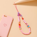 Bohemian Rainbow Polymer Clay Pearl Glass Beaded Phone Chain