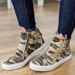 Camouflage side zip platform boots