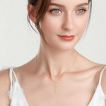 Moissanite Rose Flower Necklace in 14K Gold