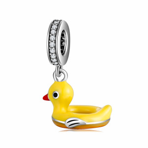 Dinosaur Little Duck Animal Pendant Beaded S925 Sterling Silver