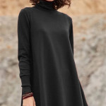 Women's Solid Color High-necked Irregular Loose Commuter Long Sleeve