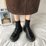 Female British Style New Japanese Round Toe Retro Plus Velvet Chunky Heels