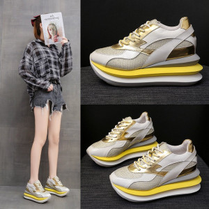 Daddy Shoes Women's Single Shoes Gold Casual Sports Korean Version Of Ulzzang Platform Platform Shoes