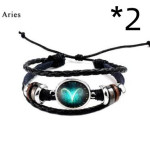 Twelve constellation glass piece couple bracelet