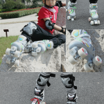 Children's Double-row Four-wheel Roller Skate Protective Gear Set