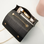 Plaid Embossed Small Square Bag Solid Color Tassel Big Chain Mobile Phone Bag