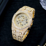 Full Diamond Three-eye Timing Sports Quartz Men's Watch