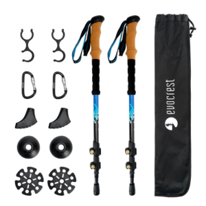 Folding telescopic trekking pole carbon fiber walking stick