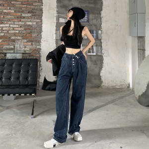 Loose High-waisted Wide-leg Mopping Straight-leg Pants