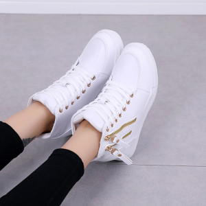 Thick-soled High-top Women's Shoes 2020 Spring And Autumn Lace-up White Shoes Casual Women's Shoes