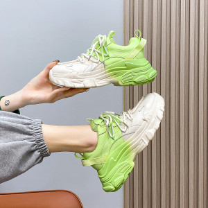 Green Contrast Gradient Ins Sneakers