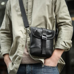 Men's One Shoulder Oblique Span Mini Bag Leather