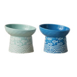 High Feet Neck Protector Japanese Style Small Fish Slanted Ceramic Bowl