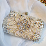 Women's Hand Sewn Rhinestone Chain Evening Bag