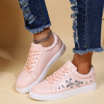 New Style Embroidery Casual Korean Flat White Shoes