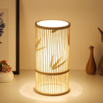 Tea Room Bamboo Woven Table Lamp Study Night Light Adjustable Light Warm Zen Bedside Lamp