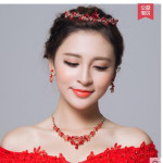 Bridal jewelry, red necklace, earrings, three sets of toast, clothing accessories wholesale