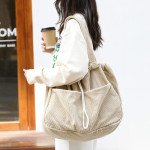 Ins Corduroy Shoulder Bags Drawstring Multi-pocket Handbag Women Underarm Bags