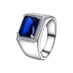 S925 Sterling Silver Fashionable All-match High-grade Blue Gemstone Women's Ring